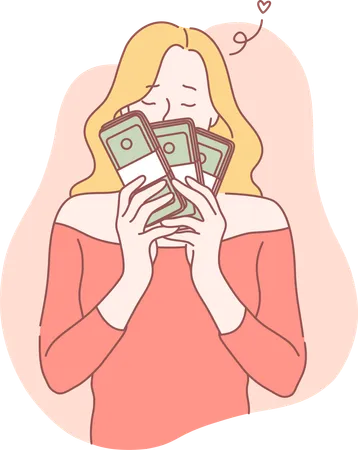 Girl have lots of money  Illustration