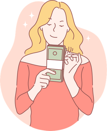 Girl have money notes  Illustration