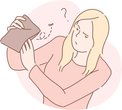 Girl have no money in her wallet  Illustration