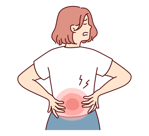 Girl having back pain  Illustration