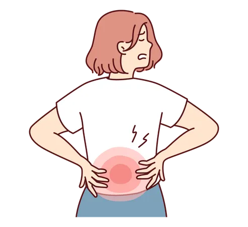 Girl having back pain  Illustration