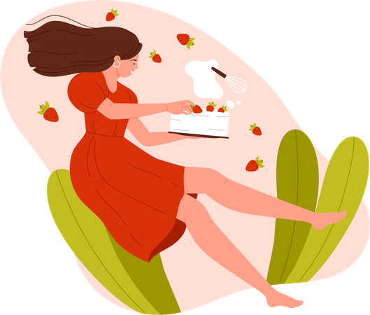 Girl having baking hobby  Illustration