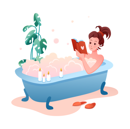 Girl Having Bath  Illustration
