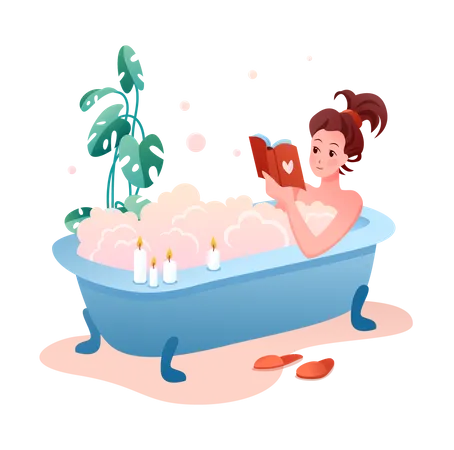 Girl Having Bath  Illustration