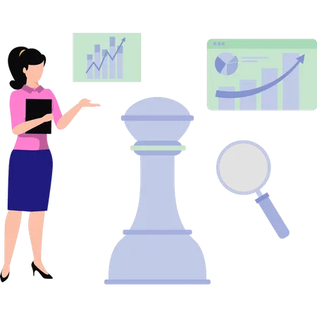 Girl having  business plan  Illustration