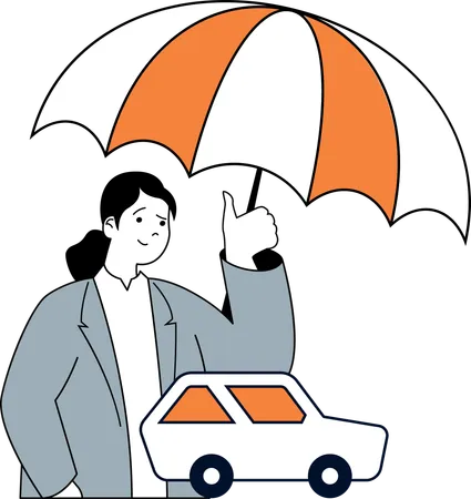 Girl having car insurance  Illustration