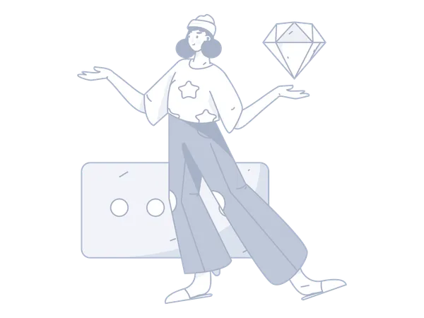 Girl having diamond  Illustration