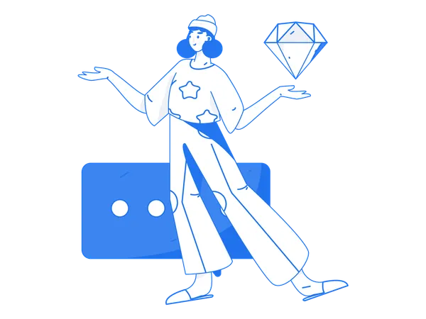 Girl having diamond  Illustration