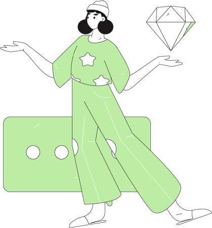 Girl having diamond  Illustration