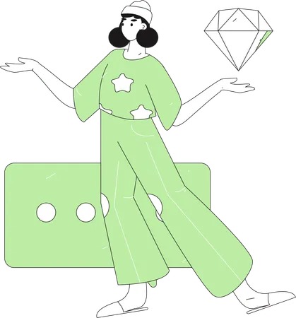 Girl having diamond  Illustration