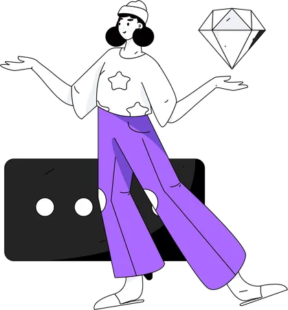 Girl having diamond  Illustration