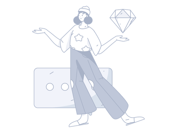 Girl having diamond  Illustration