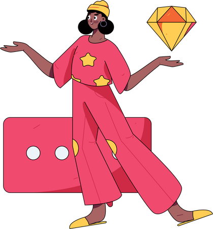 Girl having diamond  Illustration