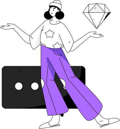Girl having diamond  Illustration