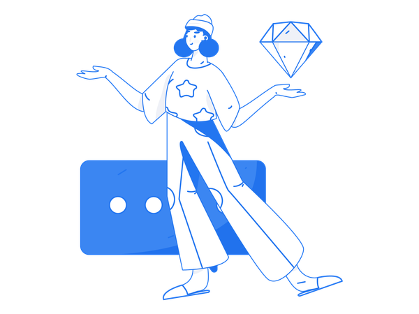 Girl having diamond  Illustration