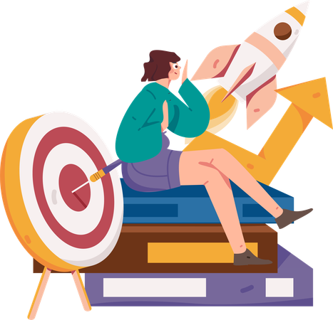 Girl having Education target  Illustration