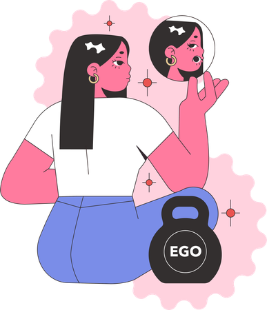 Girl having egoistical personality  Illustration