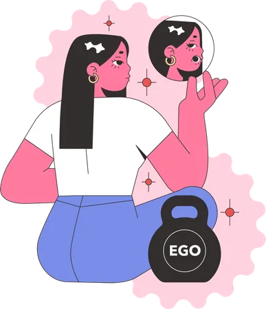 Girl having egoistical personality  Illustration