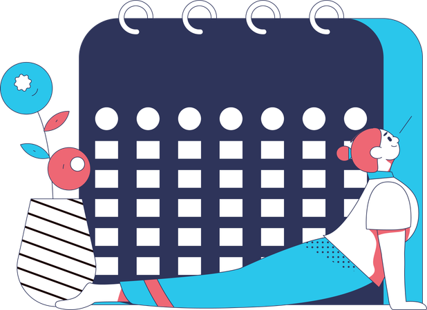 Girl having exercise schedule  Illustration