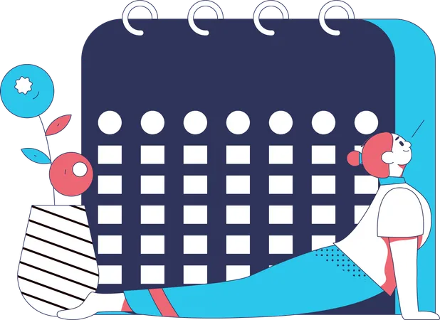 Girl having exercise schedule  Illustration