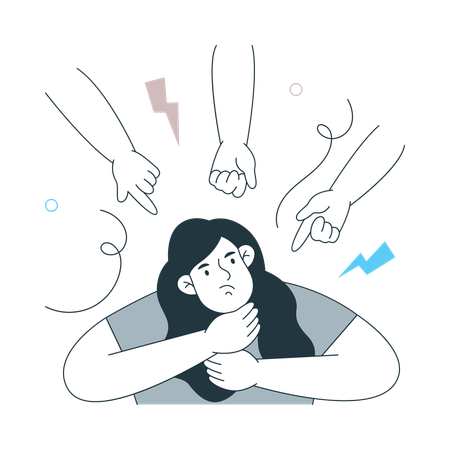 Girl having Fear of Criticism  Illustration