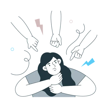 Girl having Fear of Criticism  Illustration