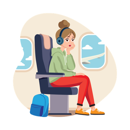 Girl having flight Entertainment  Illustration
