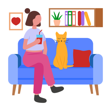 Girl having Fresh Morning Juice Consumption  Illustration