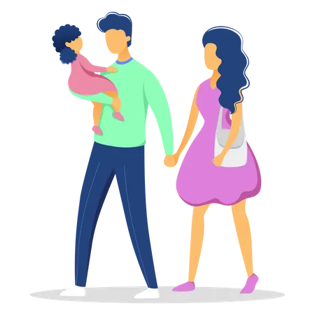 Girl having fun with mom and dad  Illustration