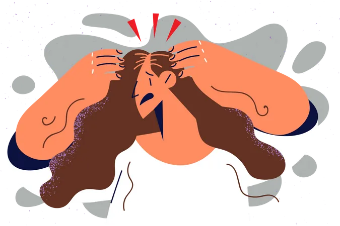 Girl having hair loss problem Illustration