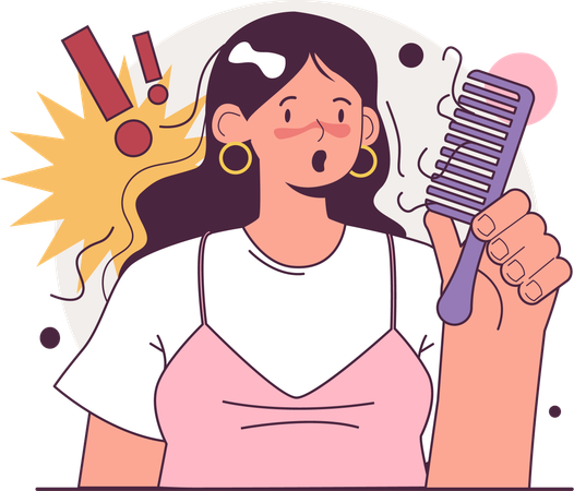 Girl having hair loss problem  Illustration