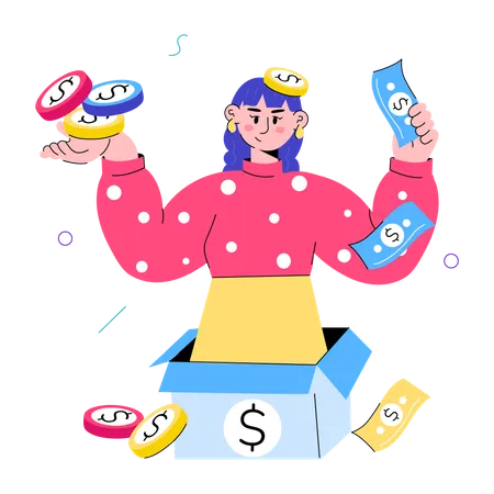 Girl having Income profit  Illustration