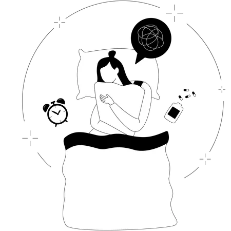 Girl having Insomnia  Illustration