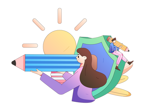 Girl having intellectual property  Illustration