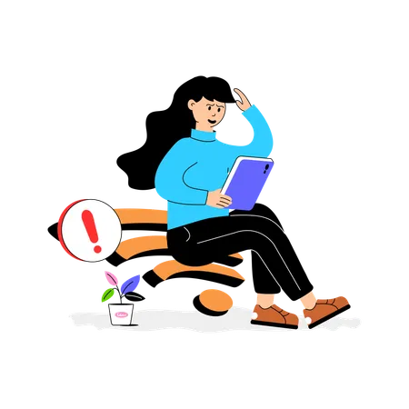 Girl having Internet Problem  Illustration