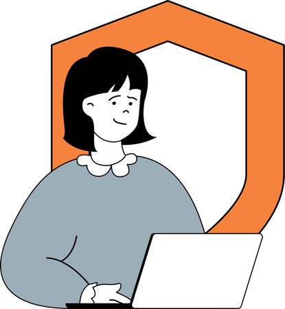 Girl having laptop insurance  Illustration