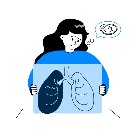 Girl having Lungs Problem  Illustration