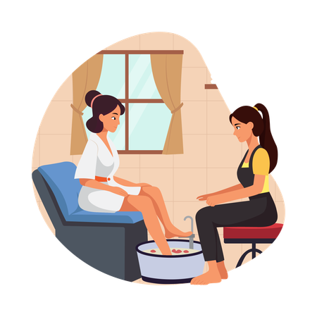 Girl having manicure Treatment Scene  Illustration