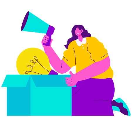 Girl having Marketing idea  イラスト