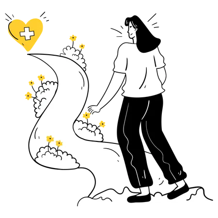 Girl having Mental Health Journey  Illustration