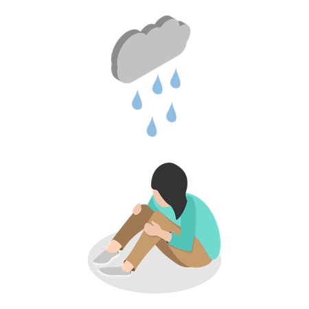 Girl having mental problem  Illustration
