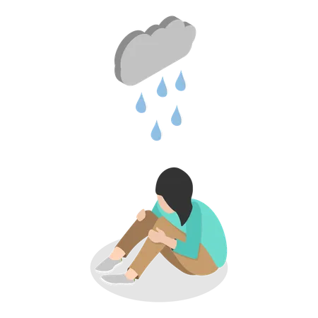 Girl having mental problem  Illustration