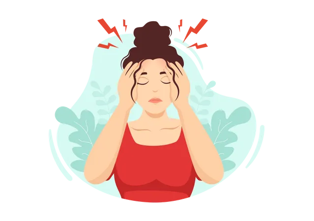 Girl having migraine  Illustration