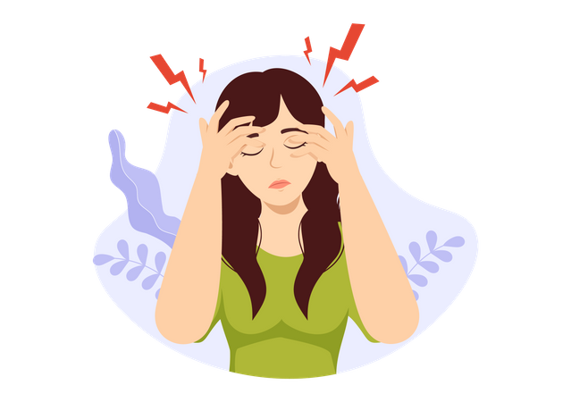 Girl having Migraine pain  Illustration