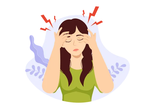 Migraine Vector Illustration People Suffers From Headaches Stress And Migraines In Healthcare Flat Cartoon Hand Drawn Background Templates Illustration