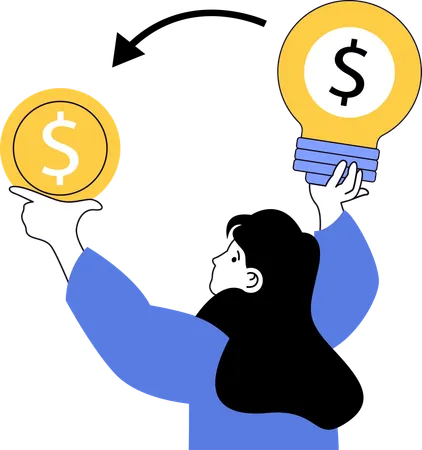 Girl having money idea  Illustration