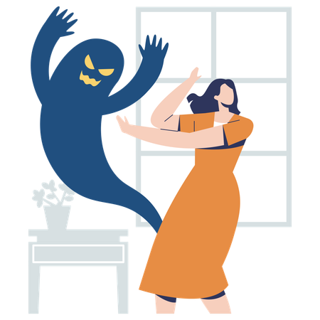 Girl having night terrors  Illustration