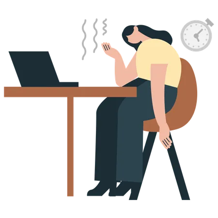 Girl having Office Pressure  Illustration