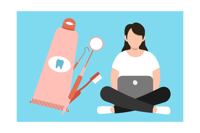 Girl having online dentist appointment  Illustration