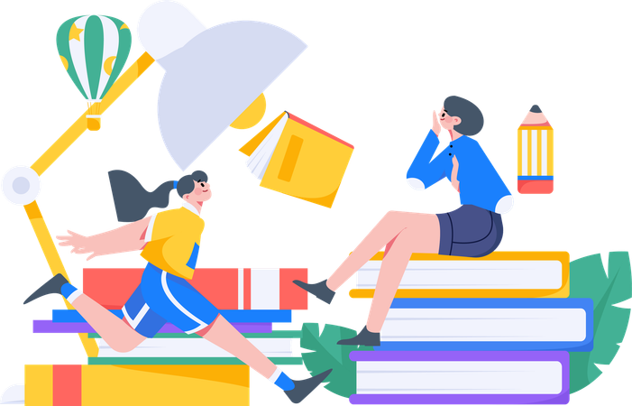 Girl having online learning schedule  Illustration